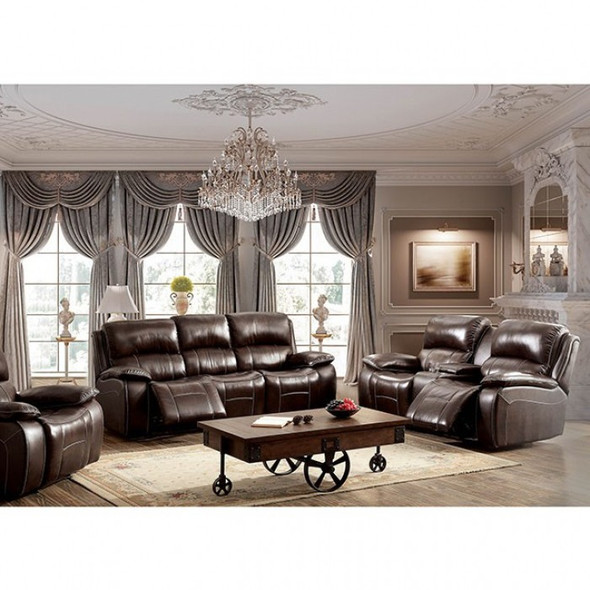 3pc Reclining Sectional in Brown Top Grain Leather "RUTH'