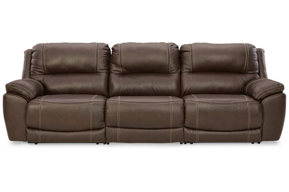 7pc Power Leather Sectional in Chocolate "Dunleith"