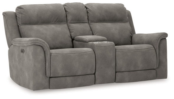 Power Loveseat in Slate Faux Leather "Next-Gen DuraPella"  (2 Colors)