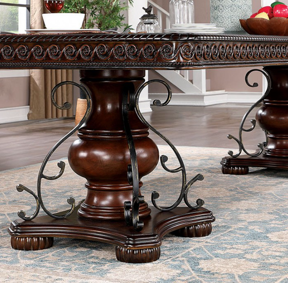 9pc Dining Set in Brown Cherry "PICARDY"