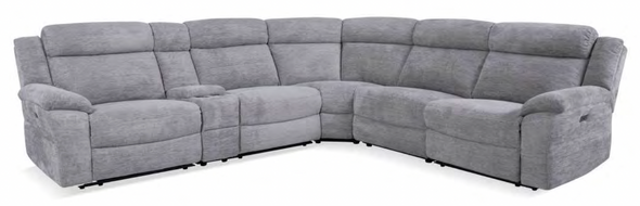 6pc Power Fabric Sectional in Lucie Dove