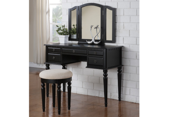 Vanity With Stool & Tri Fold Mirror (5 colors)