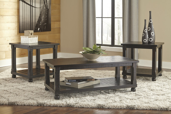 3pc Black Coffee Table Set "Mallacar"