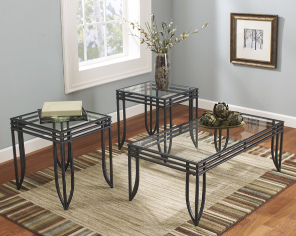 3pc Black/Brown Coffee Table Set "Exeter"