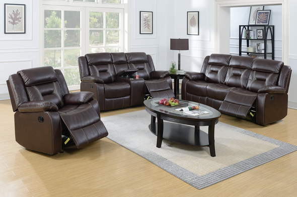 3pc Dark Brown Sofa Set in a Gel Leatherette "Axis"