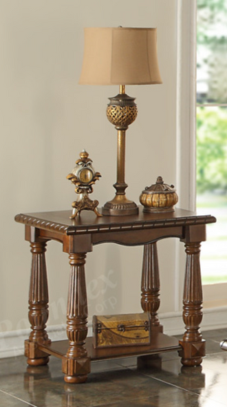 Baroque Inspired End Table in Medium Oak Finish