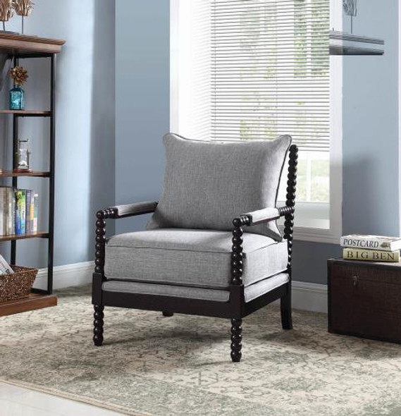 Transitional Accent Chair in Grey Linen