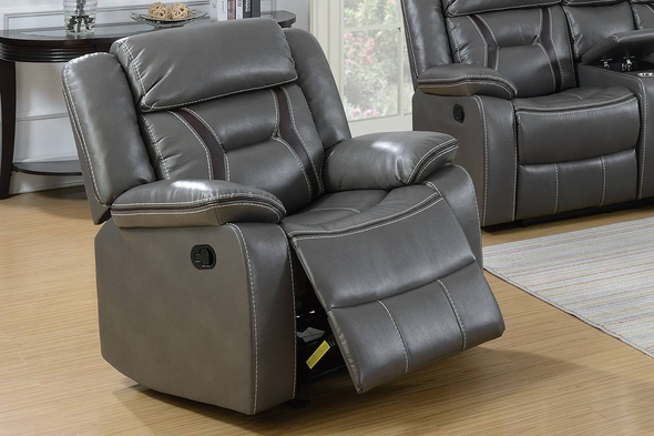 Grey Glider Recliner in a Gel Leatherette "Axis"