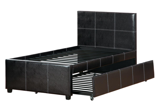 Twin bed w/ Trundle in Espresso Leather