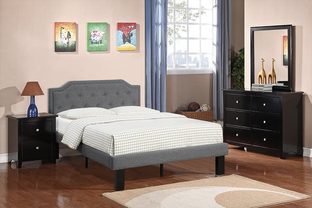 Full Bed Frame in Blue Grey Polyfiber II