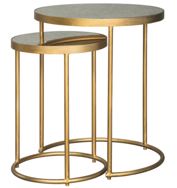 2pc Contemporary Nesting Table Set w/ Gold Finish "Majaci"