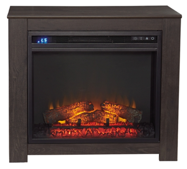 Contemporary Mantel w/ Fireplace Insert in Weathered Black "Harlinton"