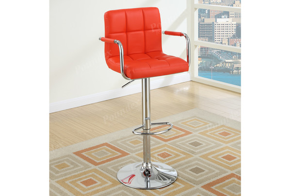 Red Tufted Cubed Bar Stool W/Arms