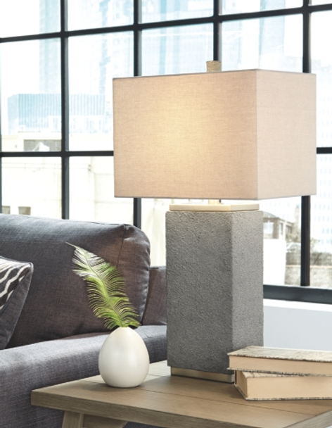 Poly Table Lamp in Faux Concrete Finish "Amergin"(2 pc)