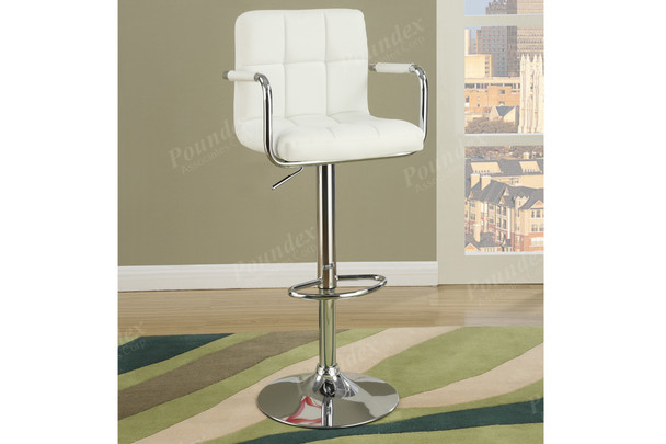 White Tufted Cubed Bar Stool W/Arms