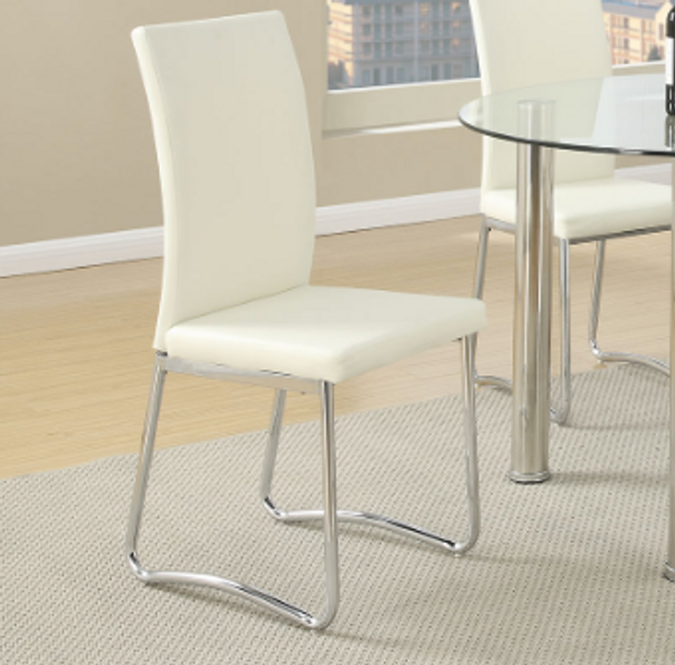 Contemporary Dining Chairs in White and Chrome Set of 4