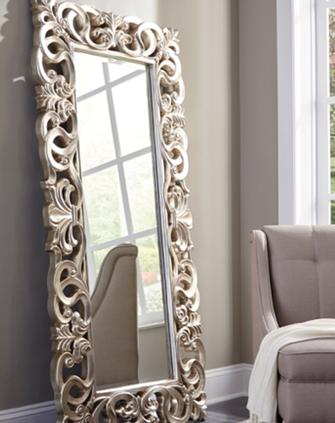 Traditional Floor Mirror in Antique Silver Finish "Lucia"