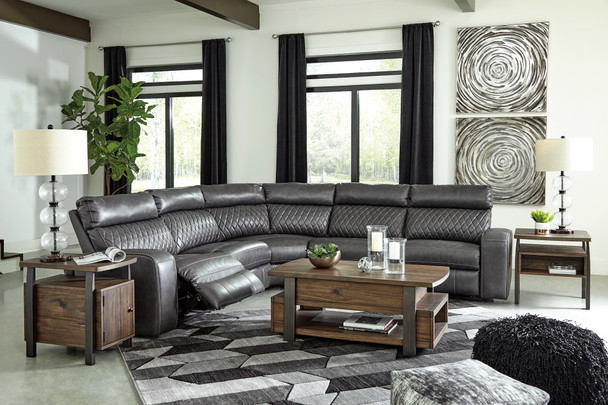 Contemporary 5pc Power Reclining Sectional in Gray "Samperstone"