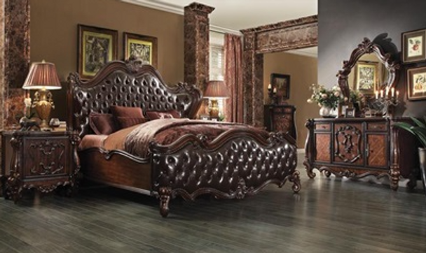 5pc Vintage Bedroom Set in Dark Brown and Cherry Oak "Versailles"