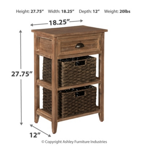 Casual Accent Table in Light Brown w/ 2 Removable Woven Baskets "Oslember"