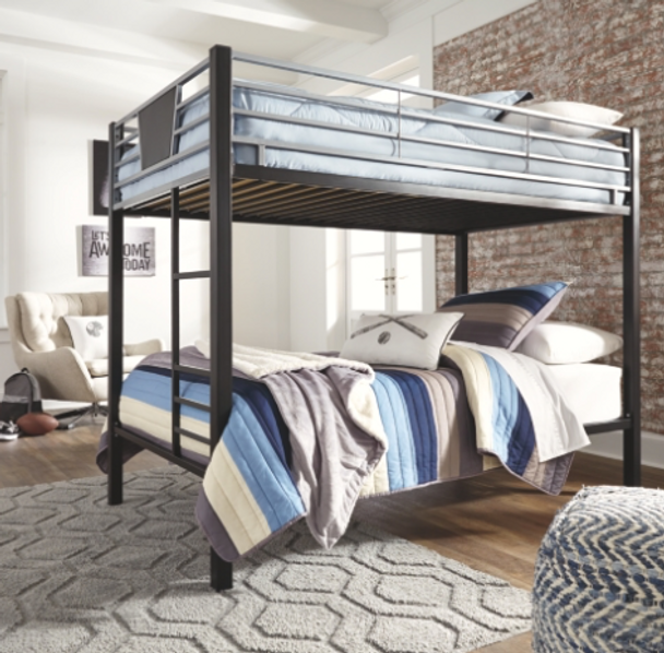 Contemporary Twin/Twin Bunk Bed in Black and Gray "Dinsmore"