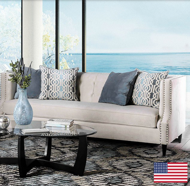 Transitional Sofa & Love Seat Set in Beige "Tegan"