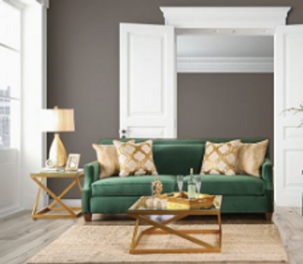 Transitional Sofa & Love Seat in Emerald Green "Verdante"