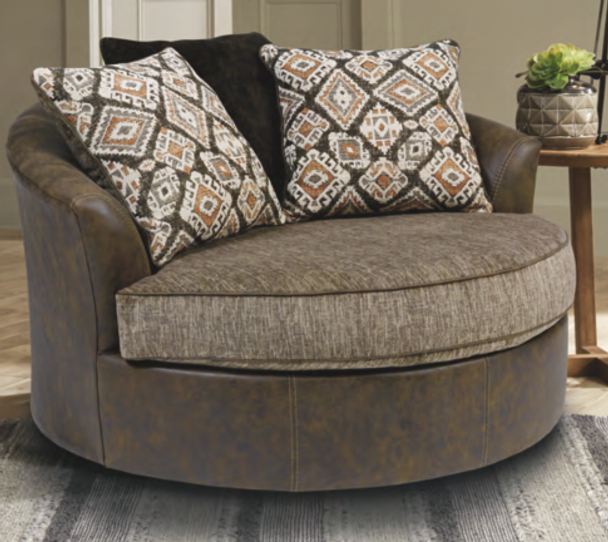 Contemporary Oversized Swivel Chair in Chocolate "Abalone"