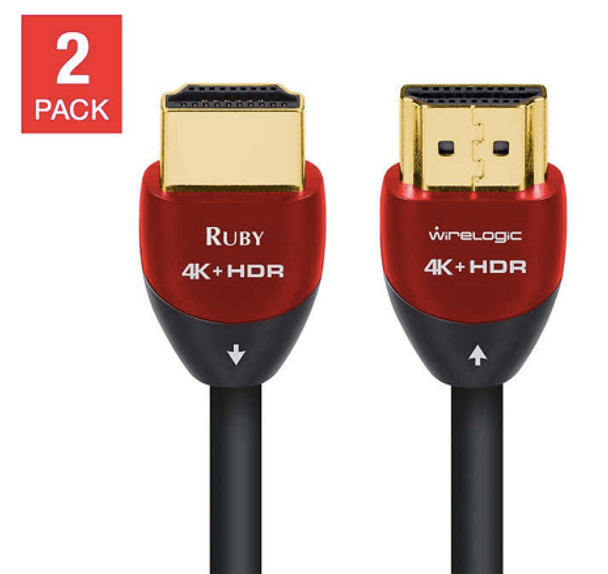 WireLogic 8 Feet Ruby HDMI Cable, 2-pack