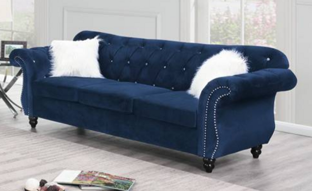 Loveseat in Indigo Velvet "Jasmine"