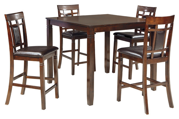 5pc Casual Counter Height Dining Set In Brown "Bennox"