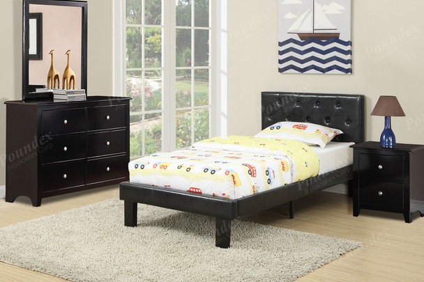 Espresso Upholstered Twin Bedframe