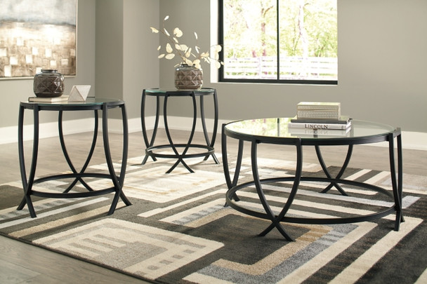 3pc Coffee Table Set in Black "Tarrin"