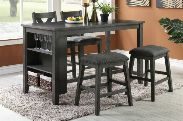 5pc Counter Height Dining Table Set w/ Storage