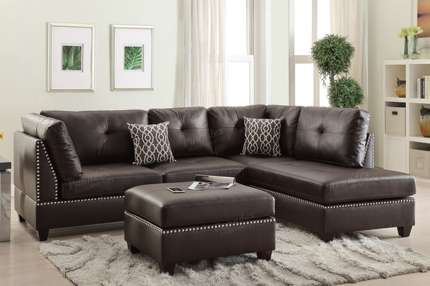 2pc Sectional With Ottoman in Espresso Bonded Leather