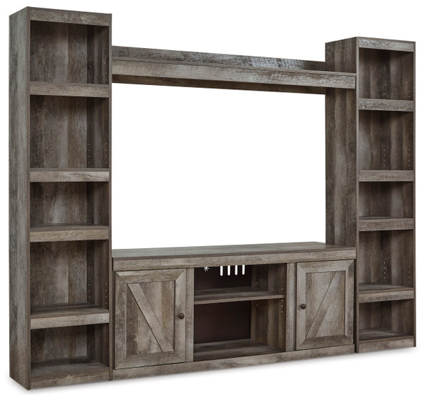 4pc Casual Entertainment Center in Grey "Wynnlow"