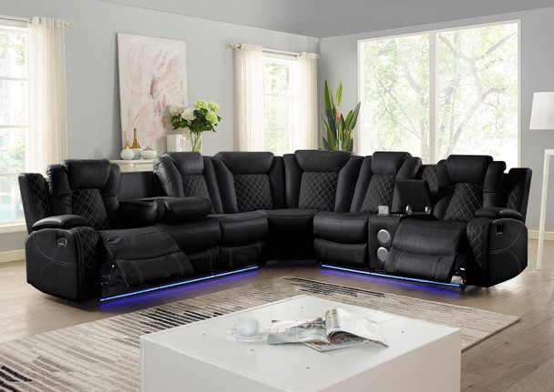 Contemporary 3pc Power Sectional with Adjustable Headrest "Orion"