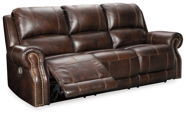 Chocolate Power Reclining Sofa in Leather "Buncrana"