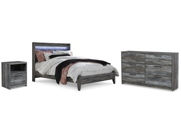 3pc LED Bedroom Set In Grey (All Sizes)