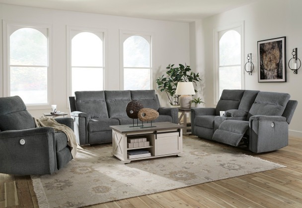 3pc Power Sofa, Loveseat & Recliner in Gravel "Barnsana" (2 Colors)