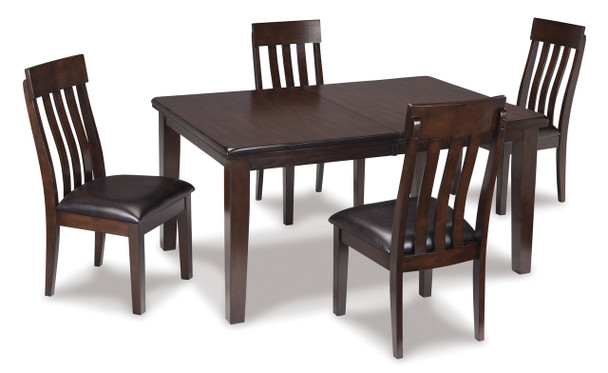 5pc Dining Set W/ Extension in Dark Brown "Haddigan"