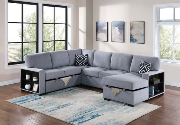 4pc Sleeper Sectional in Grey