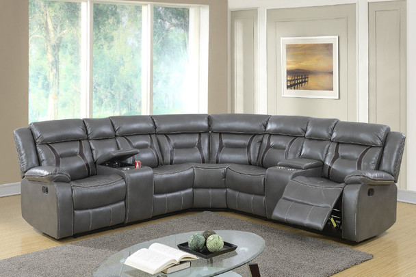 3pc Grey Motion Gel Leatherette Sectional (2 Color Options)