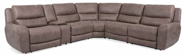 6pc Power Fabric Sectional in Texas Slate