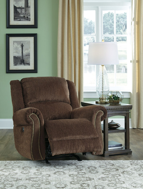 Power Rocker Recliner with ADJ Headrest in Chocolate "Goodlow"