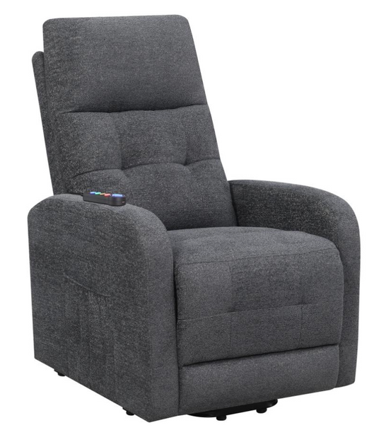 Howie Tufted Upholstered Power Lift Massage Recliner Charcoal