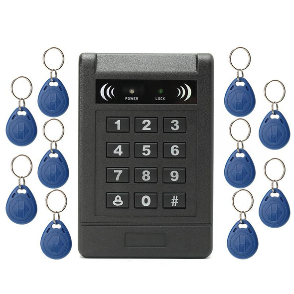 Electronic RFID Card Door Access Control Keypad Password Code Lock +10 ID Keyfob