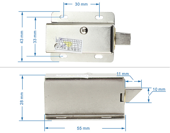 DC 12V Mini Electric Bolt Lock for Cabinet , Drawer