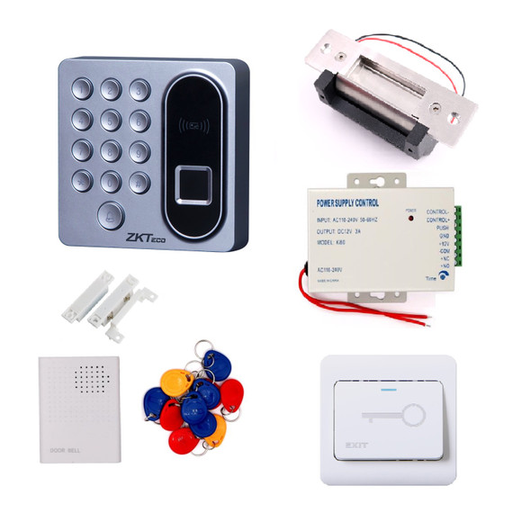 Biometric Fingerprint 125khz RFID Card Password Access Control Electric Strike Door Lock Entry Kit
