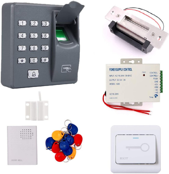 RFID Fingerprint Card Password Electric strike Door Lock Entry Kit Access Control